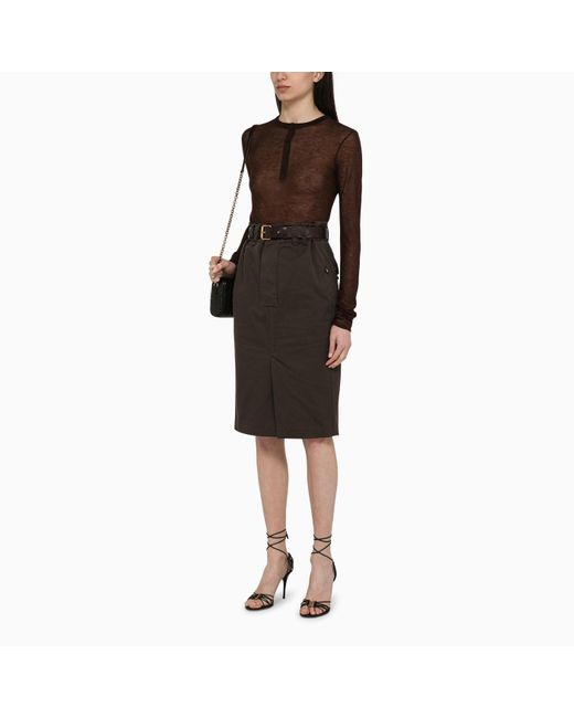 Saint Laurent Black Cotton Skirt With Belt
