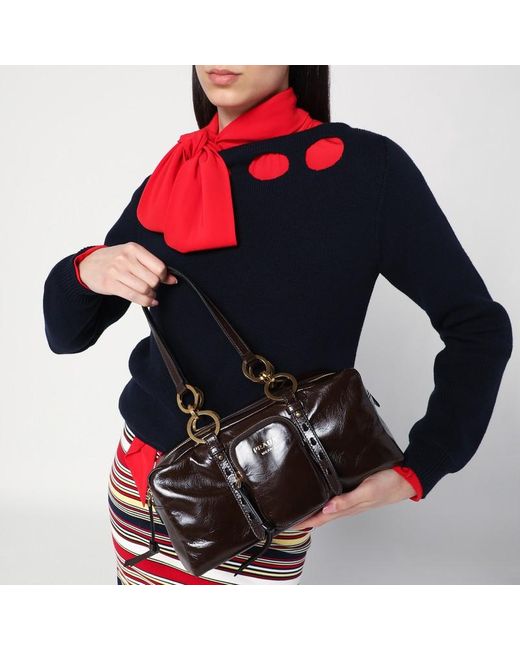 Bauletto dangle medium in pelle di Prada in Black