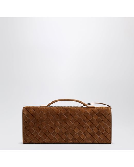 Bottega Veneta Brown Andiamo Clutch With Suede Handle