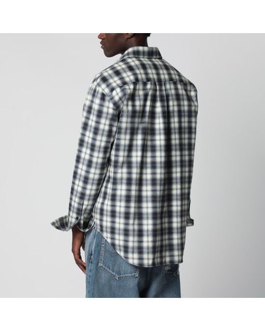 Balenciaga Blue Regular-Fit Checked Cotton Flannel Shirt for men