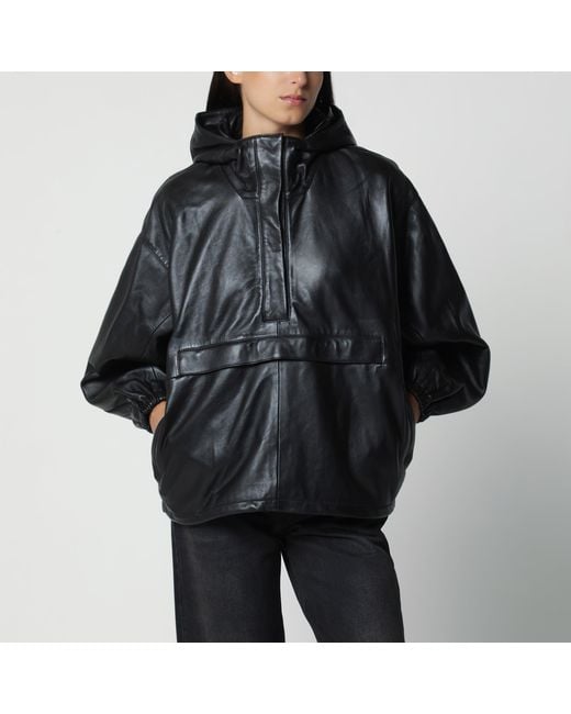 Rohe Black Oversized Leather Anorak