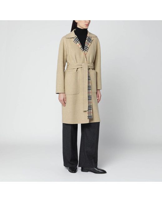 Burberry Natural Sand Reversible Wool Coat