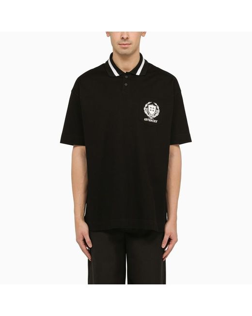 Polo in cotone nera con logo di Givenchy in Black da Uomo
