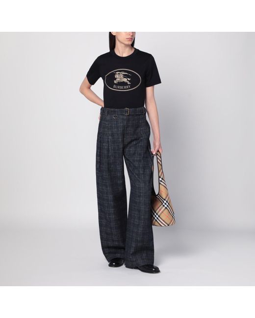 Burberry Black T-Shirt With Equestrian Knight Design