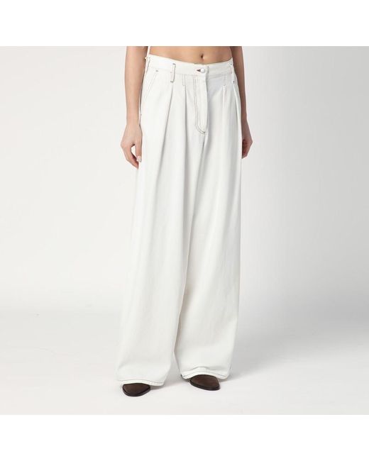 Pantaloni ampi bianchi in cotone di Dries Van Noten in White