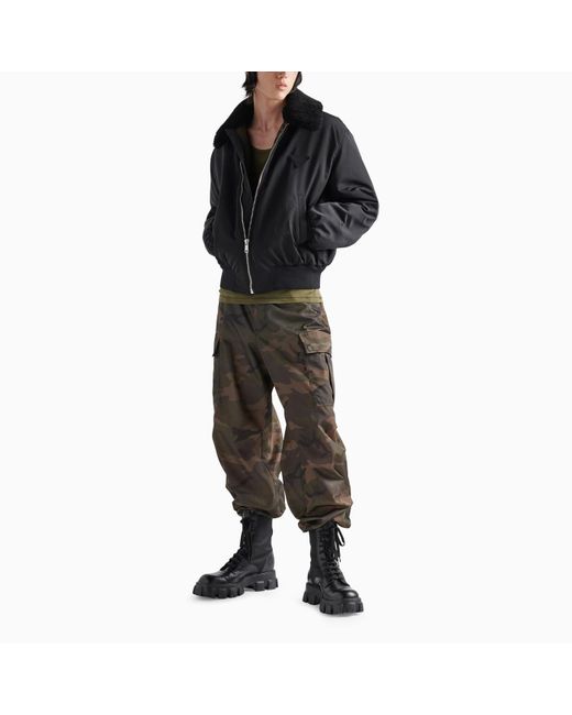 Prada Gray Camouflage Cargo Trousers In Re-nylon for men