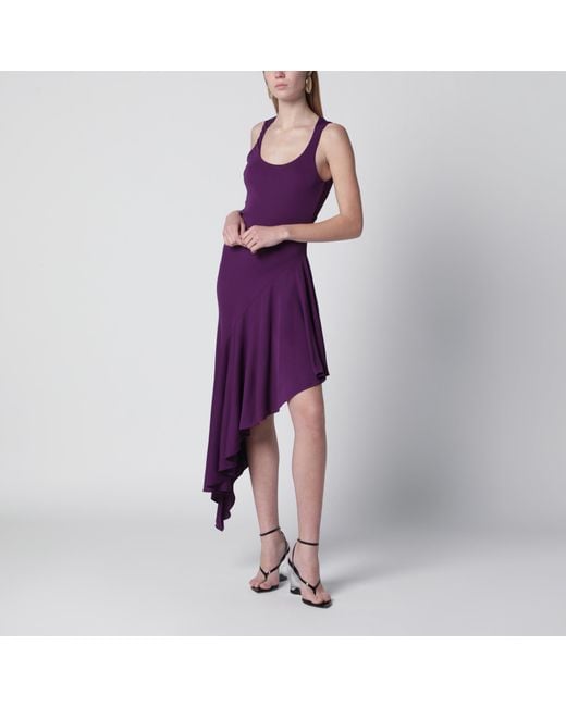 Alaïa Purple Asymmetric Fluid Viscose Jersey Dress