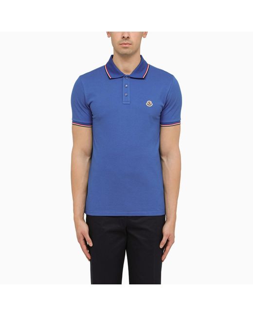 Moncler Blue Polo Shirt With Logo for men