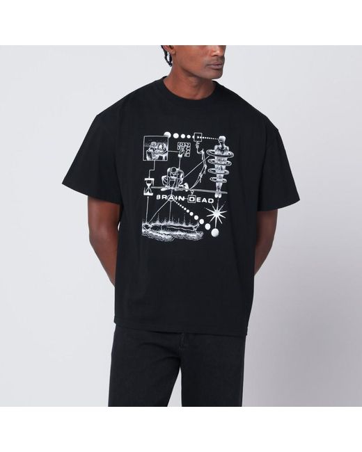 Brain Dead Schwarzes Neuro Free Association T-Shirt in Black für Herren