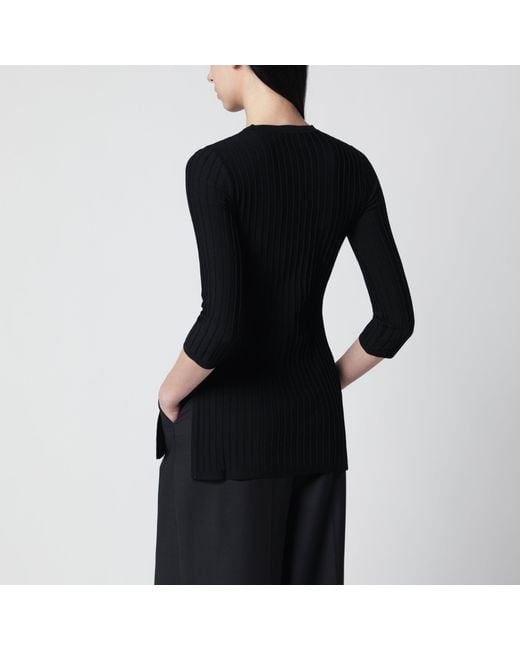 Max Mara Black Ribbed Crewneck Sweater