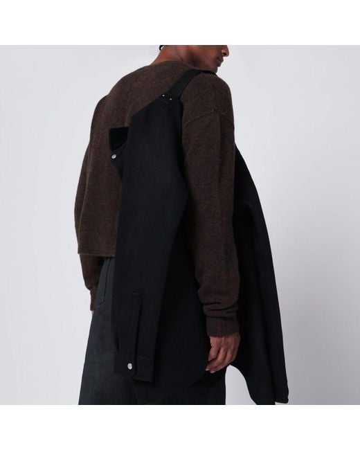 Camicia nera in panno di lana di Rick Owens in Black da Uomo