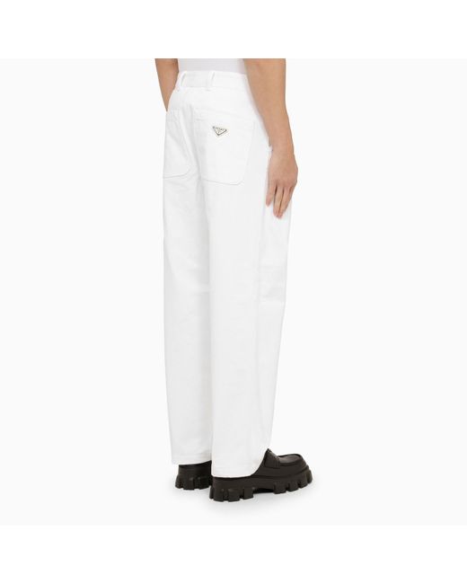 Prada White Cotton Trousers for men