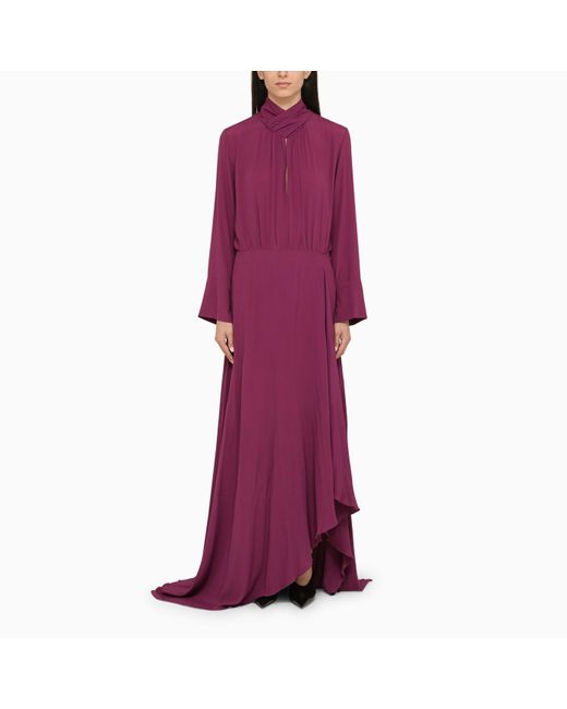 FEDERICA TOSI Purple Peony Silk Long Dress