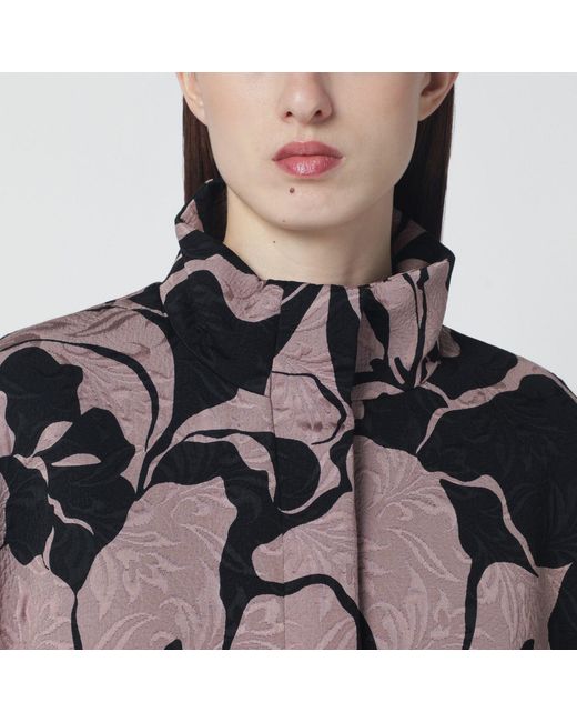 Dries Van Noten Black Jacket With Floral Jacquard Texture
