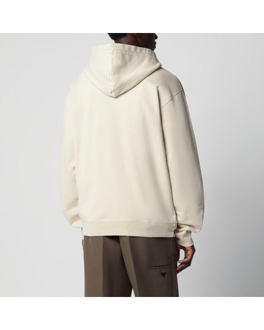Jacquemus Natural Hoodie With Grosgrain Logo for men