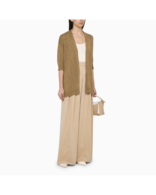 Roberto Collina Natural Military Cardigan In Cotton Blend Knit