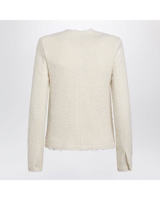 Isabel Marant White Suely Boucle Jacket With Fringed Trim