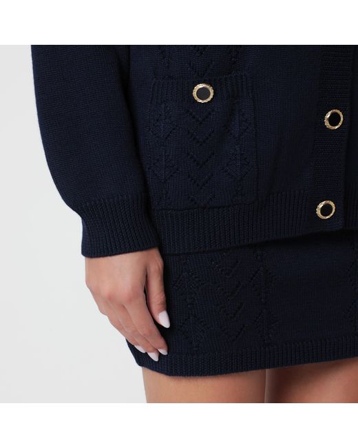 Alessandra Rich Blue Merino Wool Knit Cardigan