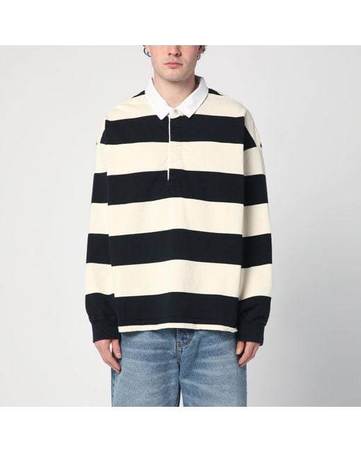 Alexander McQueen Blue Striped Polo Shirt/Ivory for men
