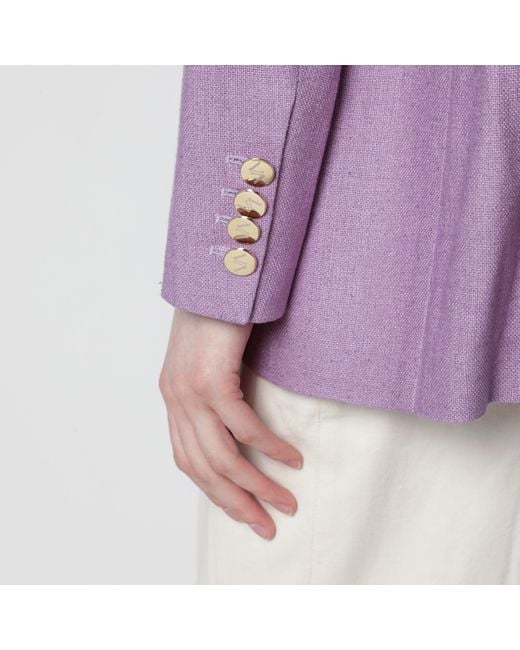 VI TO VI Purple Lilac Double-Breasted Silk Jacket