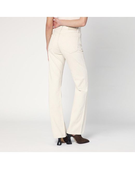 Calvin Klein Natural Relaxed Flared Beige Jeans In Linen Blend