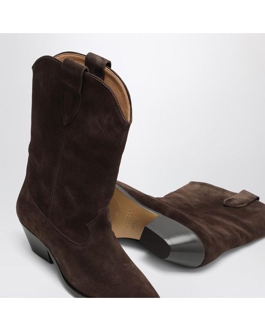 Stivale cowboy duerto chocolate in suede di Isabel Marant in Brown
