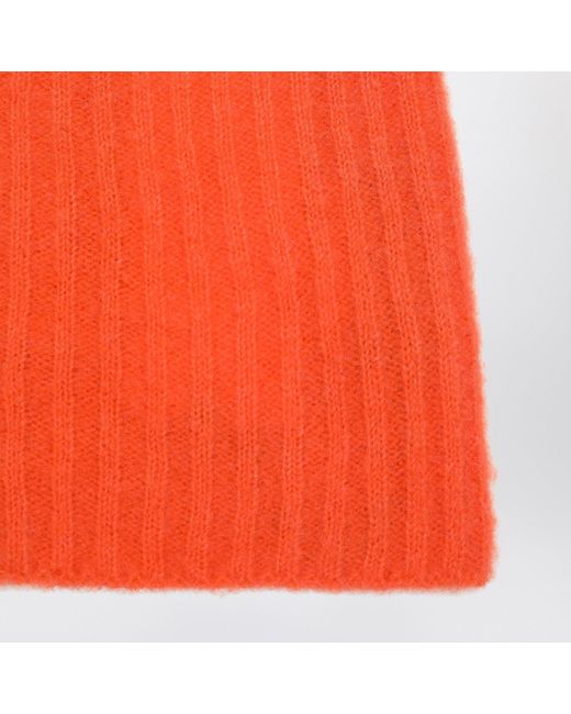 Roberto Collina Orange Cashmere Ribbed Beanie