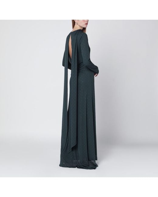 ROTATE BIRGER CHRISTENSEN Blue Long Dress With Rhinestones