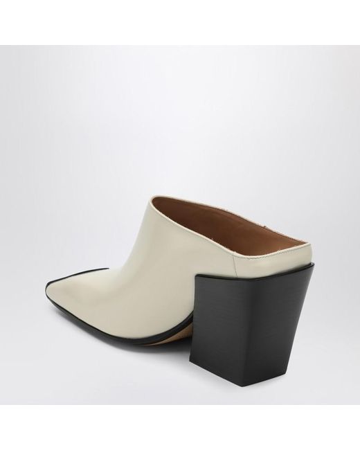 Bottega Veneta White Mule Ventura Mit Python-Effekt Leder Spitze