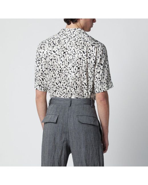 Dries Van Noten Gray Viscose Shirt With/Ecru Pattern for men
