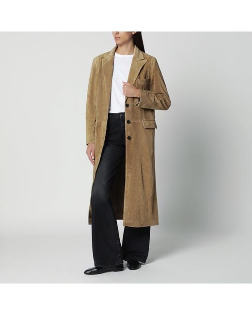Arma Natural Alissa Single-Breasted Suede Coat