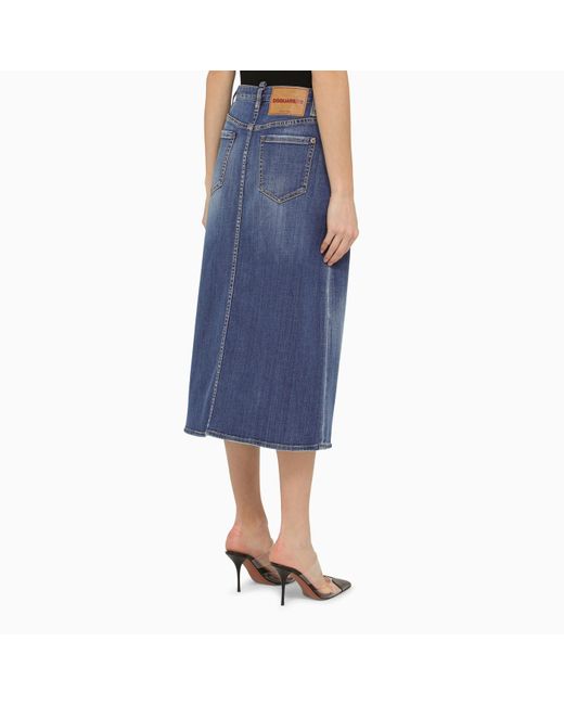 DSquared² Blue Denim Skirt With Buttons
