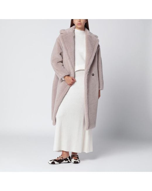 Max Mara Natural Teddy Bear Icon Coat In Sand-coloured Alpaca And Wool