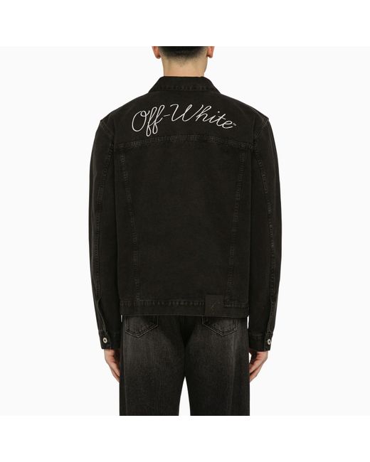 Off-White c/o Virgil Abloh Black Off- Denim Jacket With Logo for men