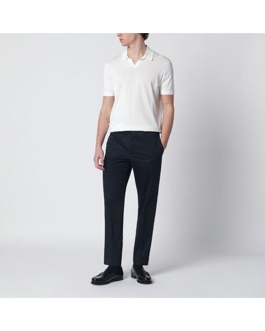 PT Torino Blue Cotton Blend Trousers for men