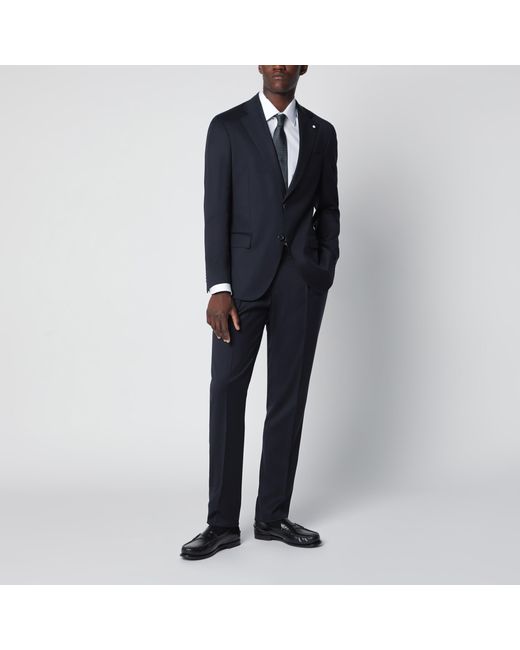 Luigi Bianchi Black Single-Breasted Wool Suit for men