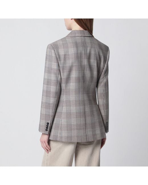 Anine Bing Gray Asymmetric Prince Of Wales Jacket