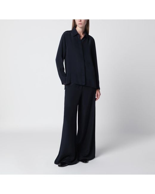 Max Mara Blue Silk Relaxed Trousers