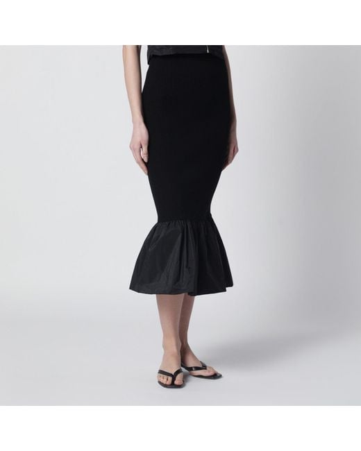 Patou Black Skirt With Faille Ruffle Hem