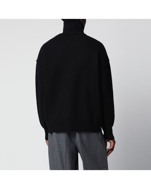 AMI Black Ami De Coeur Turtleneck Sweater for men