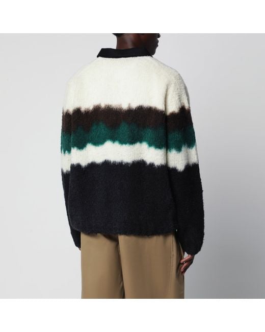 Sacai Black Multicolour Gradient Striped Polo Sweater for men
