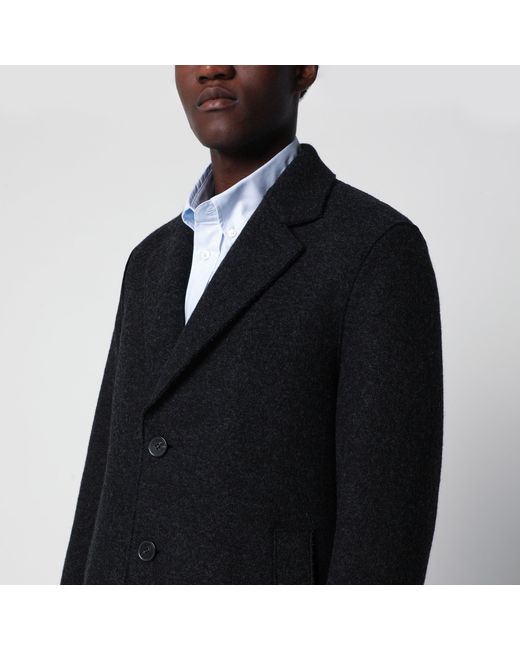 Harris Wharf London Black Anthracite Single-Breasted Wool Coat for men