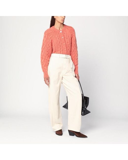 Isabel Marant Red Rust Yara Openwork Knit Cardigan