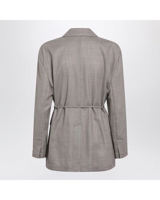 Brunello Cucinelli Gray Melange Virgin Wool Blazer