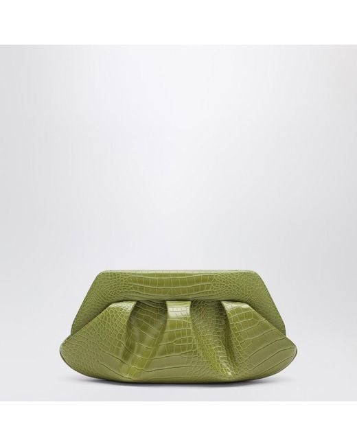 THEMOIRÈ Green Emera Clutch Kiwi Mit Krokodileffekt