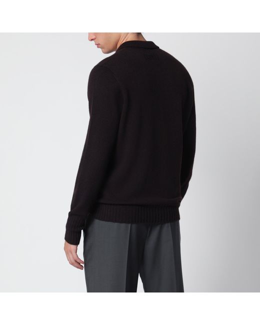 Drumohr Black Wool Polo Sweater for men
