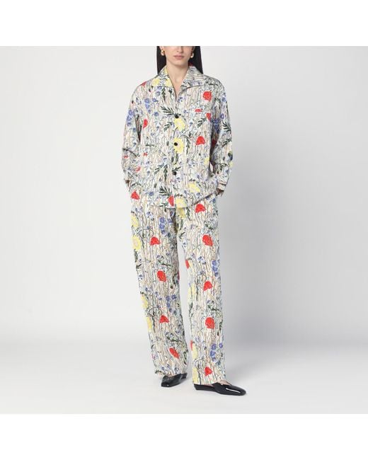 Bottega Veneta Multicolor Floral Viscose And Silk Pyjamas