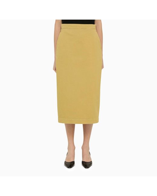 Max Mara Yellow Mustard-coloured Pencil Skirt In Cotton