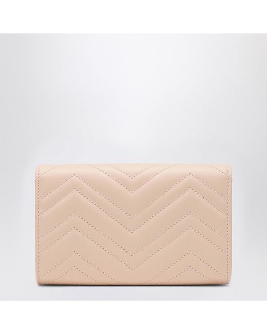 Gucci Pink Gg Marmont Wallet With Chain
