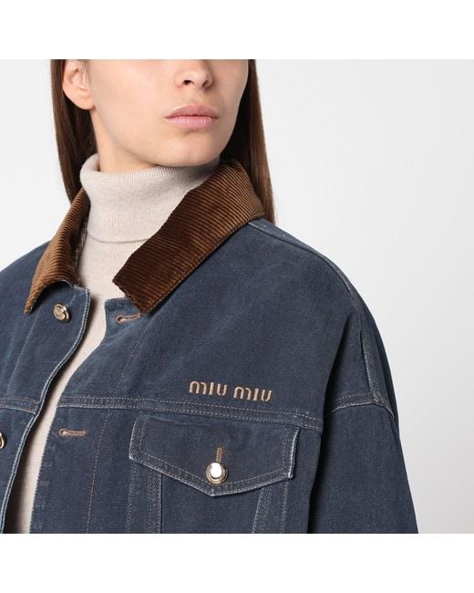 Miu Miu Blue Denim Jacket With Velvet Collar